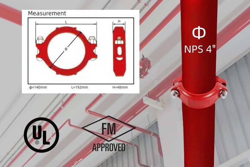LVBCH 4 Inch (NPS 4") Flexible Grooved Coupling - Ductile Iron, UL/FM Certified for 4.5" OD Fire Sprinkler Pipes (Wet/Dry Systems), Moderate Pressure 2.5Mpa/360 PSI (DN100(NPS 4")) - Image 3